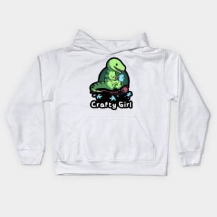 Crafty Girl - Cute Funny Dinosaur Craft Lover Kids Hoodie